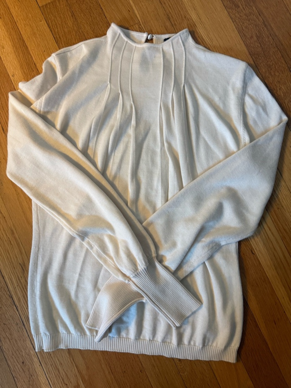 Escada Cream Pleated Front Knit Sweater